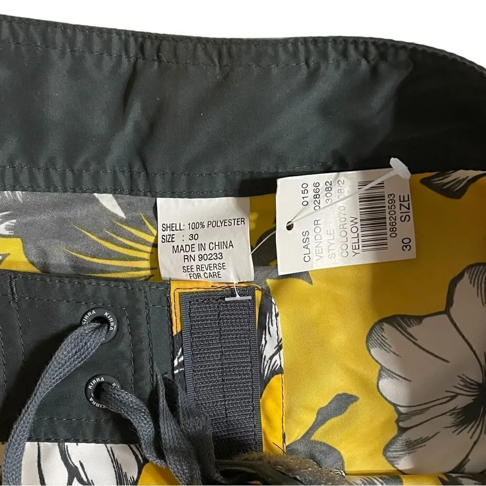 Kirra by PacSun Tropical Yellow and Grey Board Shorts NWT